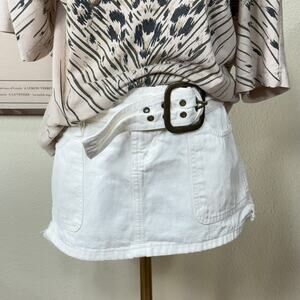 90s Y2k Abercrombie Fitch White Denim Micro Mini Skirt Trashy Sexy Utility XS 0